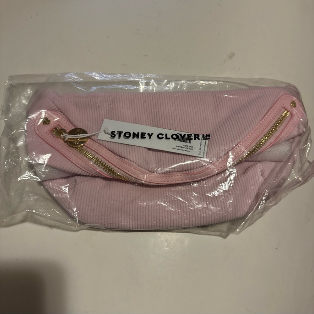 NWT Stoney Clover Lane Jumbo Fanny Pack Pink Corduroy Ribbed Belt Bag Zip Gold